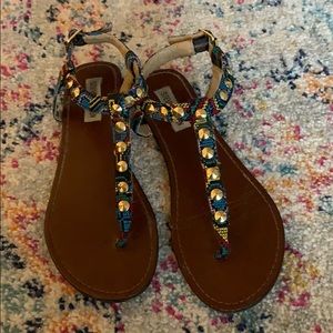 Steve Madden gold stud multi colored sandals.